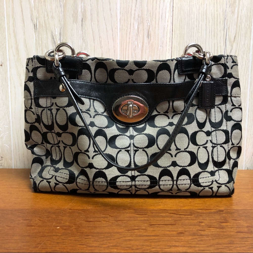 SOLD! COACH Signature Penelope Carryall Black 16540 EUC!